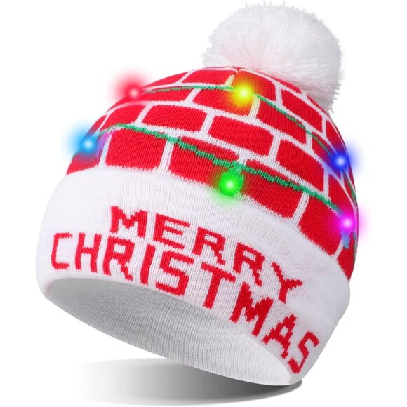 Light Up Hat Beanie Knit Cap, Colorful LED Xmas Christmas Beanie main image 6